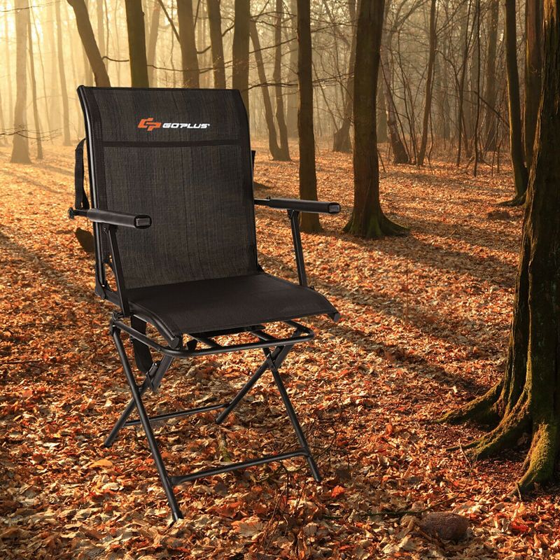 Costway Swivel Hunting Chair Foldable Mesh Chair w/ Armrests for Outdoor Activities, 4 of 11
