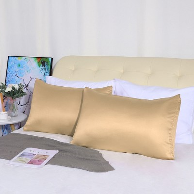 4 Pcs Queen 20"x30" Silk Satin Luxury Cooling Pillowcase Caramel - PiccoCasa