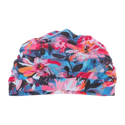 Unique Bargains Polyester Flower Pattern Swim Cap 5.91"x9.25" Multicolor 1 Pc