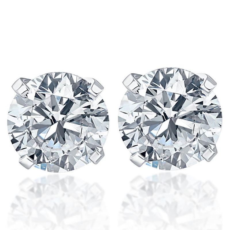 Pompeii3 .20Ct Round Brilliant Cut Natural Quality SI1-SI2 Diamond Stud Earrings in 14K Gold Classic Setting, 1 of 4