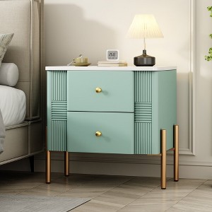 JUJABU Modern Nightstand with 2 Storage Drawers, Golden Metal Handles & Legs - Easy Assembly - 1 of 4