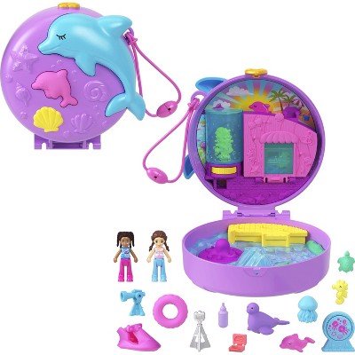 Polly Pocket Dolphin Rescue & Play Compact with 2 Micro Dolls & Ocean Accessories