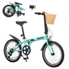 Gulches 20 Inch Folding Bike for Adults 6 Speed Shimano Steel Frame Dual V Brakes with Basket Phone Holder Fenders Green - 2 of 4