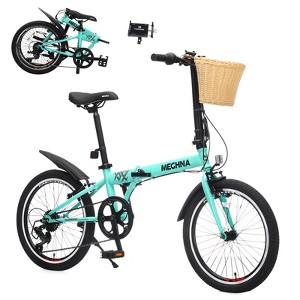 ORRD 20 Inch Folding Bike for Adults, 6-Speed City Commuter with Basket & Phone Holder, Portable Compact Bicycle with Fenders - 1 of 4