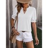BLUEMING Womens Summer Blouse V Neck Tops with Short Lantern Sleeve Ruffle Tee Shirt Blouse Wheat Texture Tops - 2 of 4