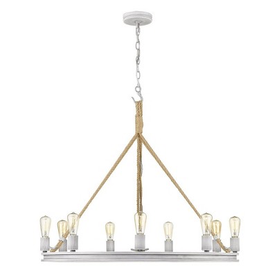Rustic Gunmetal Bronze 9-Light Chandelier with Nautical Rope
