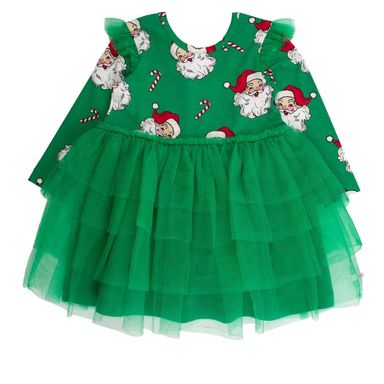 white christmas dresses Girls Green Christmas Dress with Plaid Bow | Sizes 4T–8T main image 0