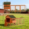 ORRD Portable Chicken Coop with Wheels & Nesting Box, Mobile Wooden Hen House with Outdoor Run for Backyard Poultry, Natural - 3 of 4