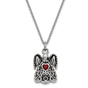Black Bow Jewelry Antiqued Stainless Steel CZ Birthstone Angel Ash Holder Necklace 18 In - 1 of 4