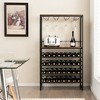 Tangkula 32 Bottles Wine Rack Rustic Wine Storage Holder Freestanding W/ Glass Holder - 4 of 4