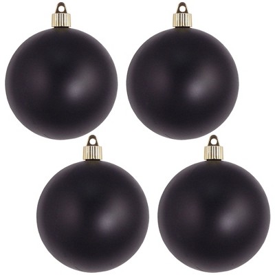 Christmas by Krebs 4ct Black Shatterproof Christmas Ball Ornaments 4" (100mm)