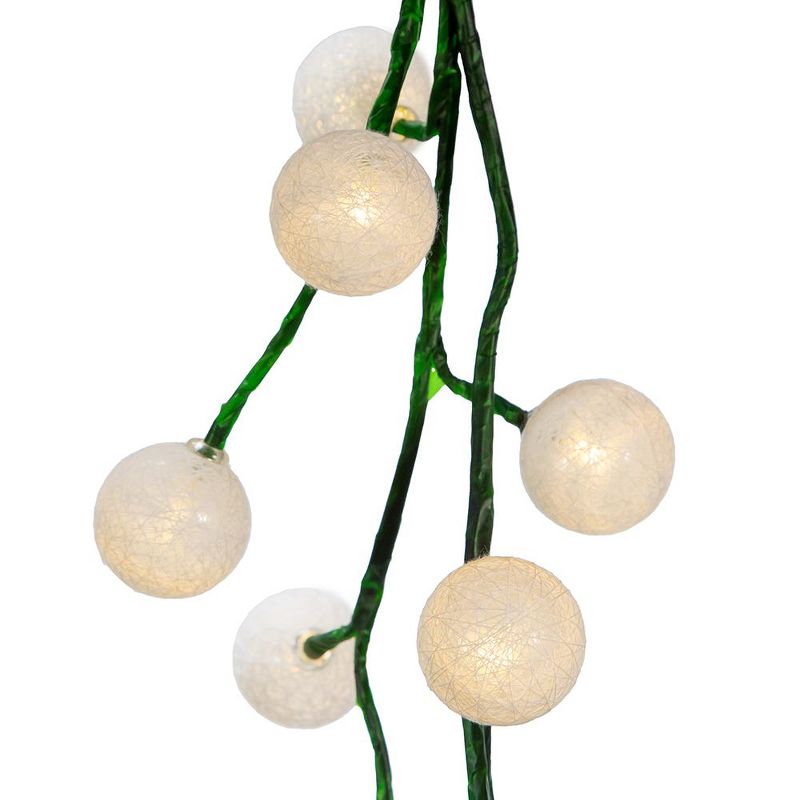 Kurt Adler 6-Foot Green Garland with 48 Warm White LED Lights and White Ball, 3 of 6