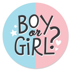 Big Dot of Happiness Baby Gender Reveal - Team Boy or Girl Party Circle Sticker Labels - 24 Count - 1 of 4