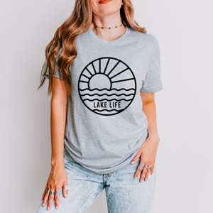 Simply Sage Market Lake Life Circle Short Sleeve Tee - XL - Heather Grey - 1 of 4
