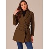 INSPIRE CHIC Women's Notch Lapel Double Breasted Belted Mid Long Outwear Winter Coat - 2 of 4