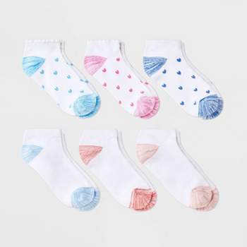 Girls' 6pk 'Heart' Super Soft No Show Socks - art class™ White