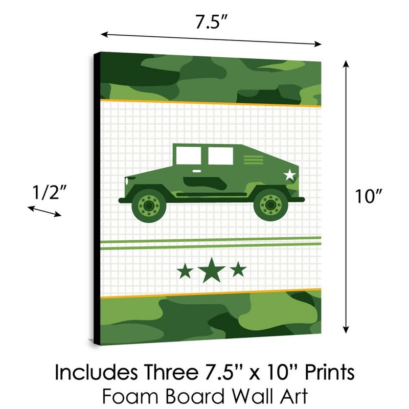 Big Dot of Happiness Camo Hero - Army Military Camouflage Nursery Wall Art and Kids Room Decorations - Gift Ideas - 7.5 x 10 inches - Set of 3 Prints, 5 of 8