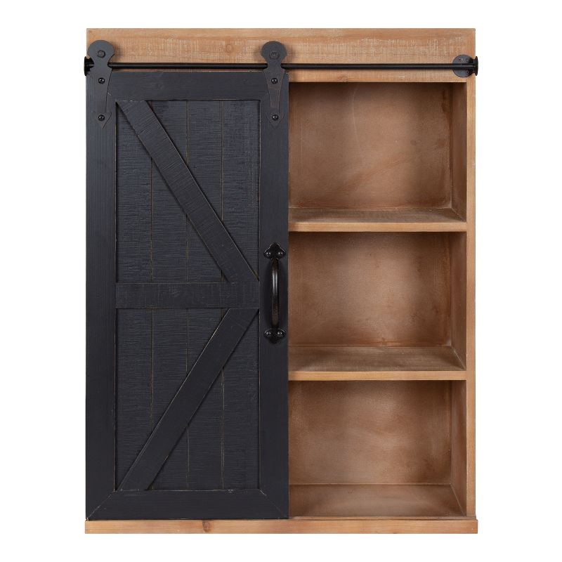Kate and Laurel Cates Wood Wall Storage Cabinet with Sliding Barn Door, 3 of 12