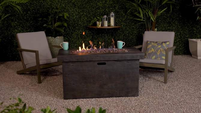 Custer Outdoor Rectangular Fire Pit - Gray - Christopher Knight Home, 2 of 10, play video