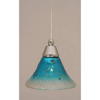 Toltec Lighting Any 1 - Light Pendant in  Chrome with 7" Teal Crystal Shade