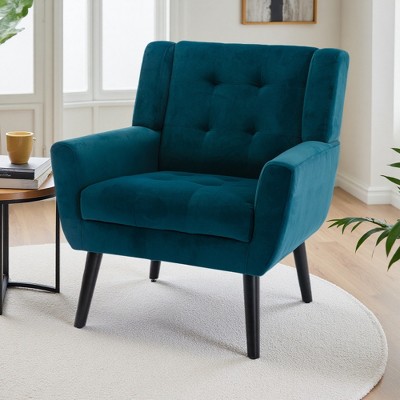 Modern Accent Chair with Curved Back and Padded Seat