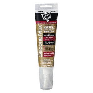 DAP Silicone Max Kitchen and Bath 2.8oz White: Lifetime Warranty Sealant for Bathroom & Kitchen - 1 of 4