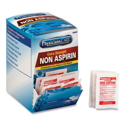 PhysiciansCare Pain Relievers/Medicines, XStrength Non-Aspirin Acetaminophen, 2/Packet, 125 Packets/Box