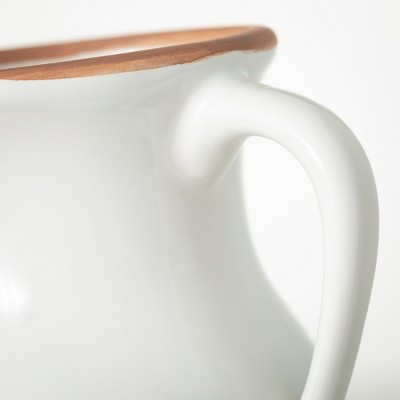 Sleek White Ceramic Vase with Natural Rim and Handles 11"x6"