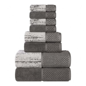 100% Cotton Medium Weight Two-Toned Jacquard and Solid Assorted Towel Set by Blue Nile Mills - 1 of 4