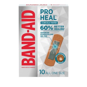 Band-Aid Brand Pro Heal Adhesive Bandages with Hydrocolloid Gel Pads - 10 ct - 1 of 4