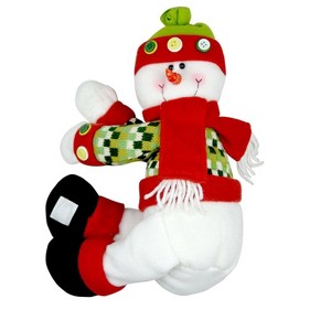 Aoibox Christmas Tree Topper Snowman 1 Piece Hugger Red White Green 13 x 10.5 in Fun Holiday Decor Curtain Tie Wine Bottle Holder - 1 of 4