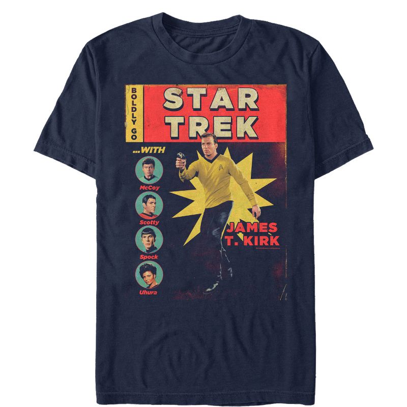 Men's Star Trek: The Original Series Boldy Go Comic Book With James T Kirk T-Shirt, 1 of 5