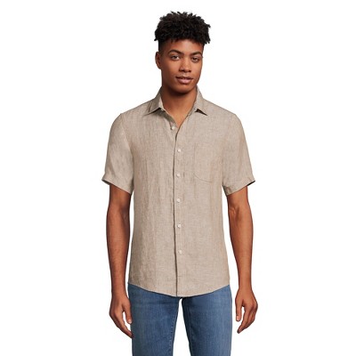 Lands' End Men's Traditional Fit Short Sleeve Linen Shirt