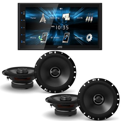 JVC KW-M150BT Digital Media Receiver featuring 6.8" WVGA Capacitive Monitor with 2 Pairs Alpine S-S65 6.5" Type S Coax