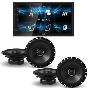 JVC KW-M150BT Digital Media Receiver featuring 6.8" WVGA Capacitive Monitor with 2 Pairs Alpine S-S65 6.5" Type S Coax - 1 of 4