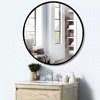 32-Inch Round Tempered Bathroom Mirror with Anti-Fog Coating, Black Metal Frame Wall Mirror - 2 of 4
