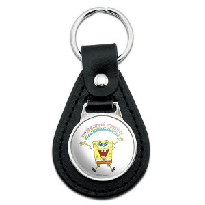 Spongebob Imagination Rainbow Black Leather Keychain - 1 of 4