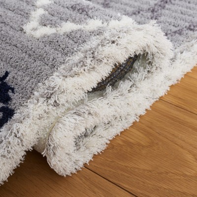 Marrakesh Gray and Navy Square Synthetic Area Rug
