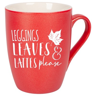 Elanze Designs Leggings Leaves & Lattes Please Crimson Red 10 ounce New Bone China Coffee Cup Mug