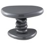 Sapphtopaz High Gloss Coffee Table with Stack Shape Design Unique Side Table with Metal Base Coffee Bar End Table for Living Room, Bedroom, Gray - 3 of 4