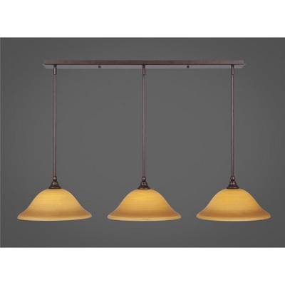 Toltec Lighting Any 3 - Light Chandelier in  Bronze with 12" Cayenne Linen Shade