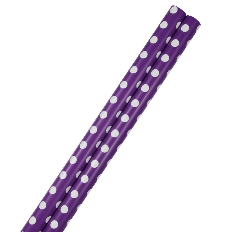 JAM Paper &#38; Envelope 2ct Polka Dots Gift Wrap Purple/White, 5 of 7