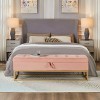 LOVMOR 64.5"Modern Velvet Storage Ottoman Bench,Nails Tufted Upholstered Storage Ottoman for Bedroom, Living Room, Entryway - 3 of 4