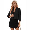 Coolmee Womens Blazer Cropped Blazer Casual Business 3/4 Sleeve Collarless Open Front Cardigan Work Jacke - 2 of 4