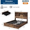 Nasitip Bed Frame with Bookcase Headboard, Storage Drawers, Charging Station, No Box Spring Needed, Metal Wood Frame, Queen/Full, Grey - 2 of 4