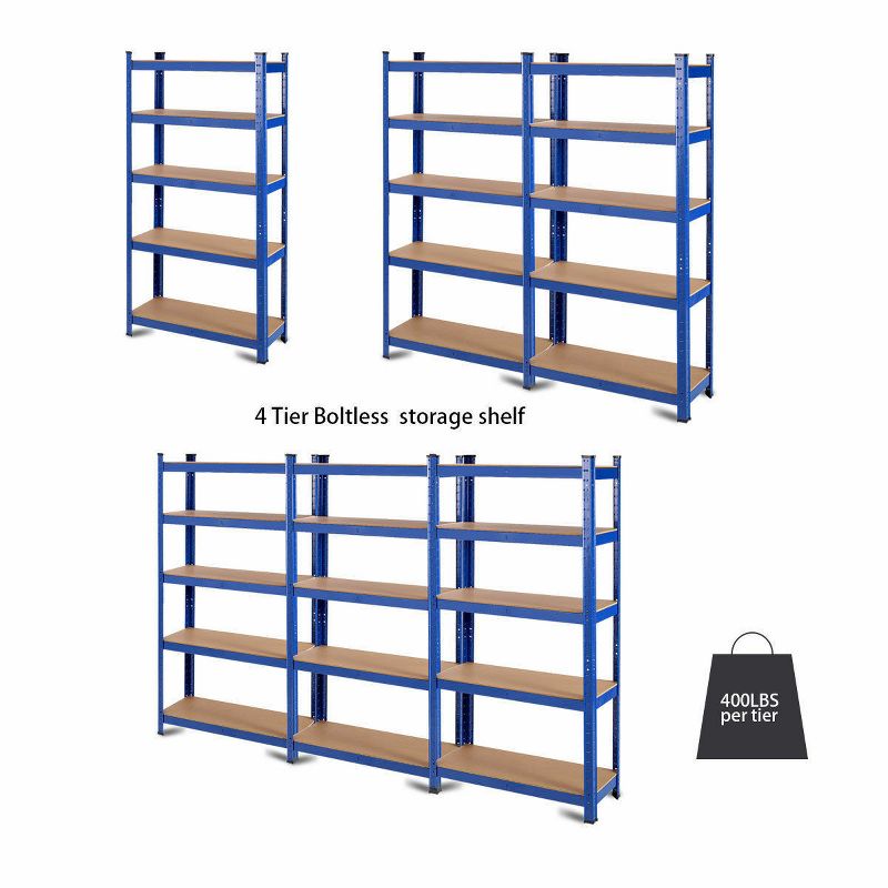 Adjustable 30''x59''5 Level Garage Tool Shelf Storage 2000lbs Capacity, 5 of 8