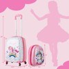 Gymax Kid Luggage Set 12" Backpack & 16" Kids Carry on Suitcase Set Travel Suitcase with Wheels & Retractable Handle Rainbow/Happy Pony - 4 of 4
