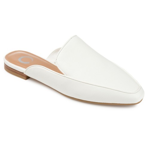 Journee Collection Womens Akza Slip On Square Toe Mules Flats, White 6. ...