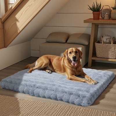 Artloge Plush Pet Bed Washable Dog Mat Crate Bed Anti-Slip Kennel Mattress Deluxe Sleeping Mat for Puppy & Large Dogs with Removable Cover
