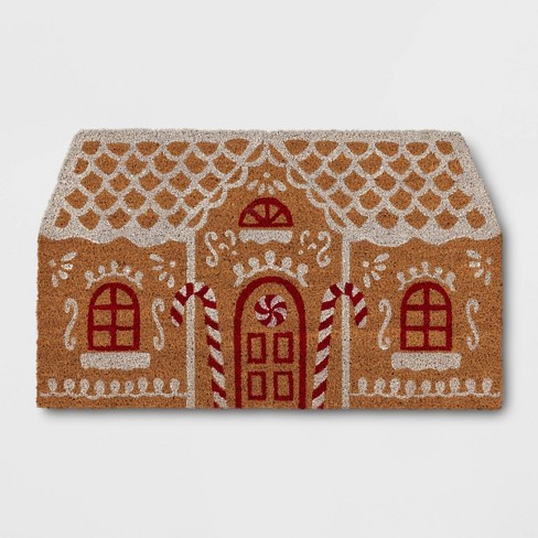 30x18 Gingerbread House Christmas Novelty Coir Outdoor Mat Brown -  Wondershop™